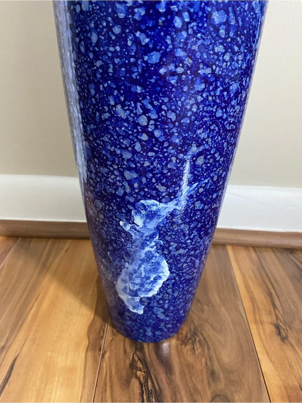 Pier 1 | Blue/White Speckled/Marble Pattern 18” Tall Decorative Glass Vase